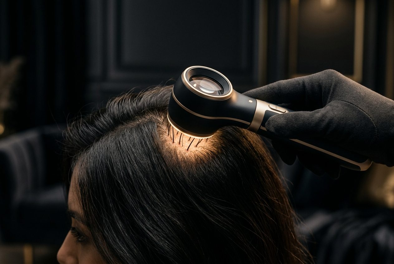 Consulta de tricología en Marbella: dermatoscopia del cuero cabelludo en Clínica Valorian
